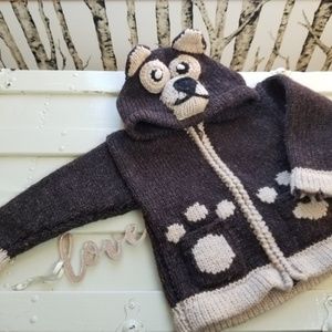 Inti Andes Handmade Wool Bear Hoodie, 2T